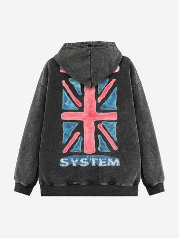 Hand-Painted Graphic Washed Hoodie