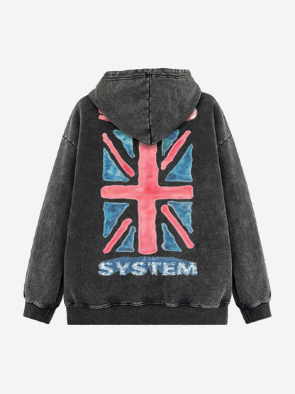 Hand-Painted Graphic Washed Hoodie