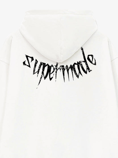 THE SUPERMADE Oversized Black Hoodie with Graphic Print Design 