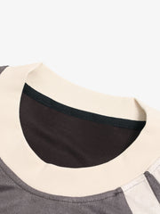 Jersey Deconstructed Contrast Color Stitching Print T-shirt - 2407 