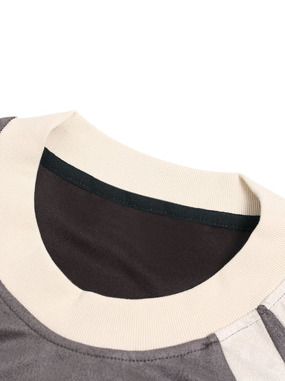 Jersey Deconstructed Contrast Color Stitching Print T-shirt - 2407 