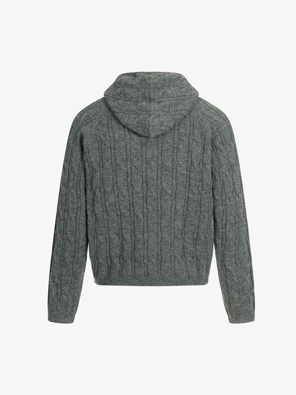 Cable Knit Zip Up Hooded Sweater