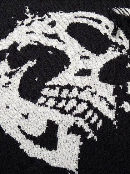 Skull Pattern Knit Sweater - Trendy and Cozy for Casual Wear 