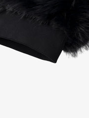 Cross Detail Faux-Fur Coat