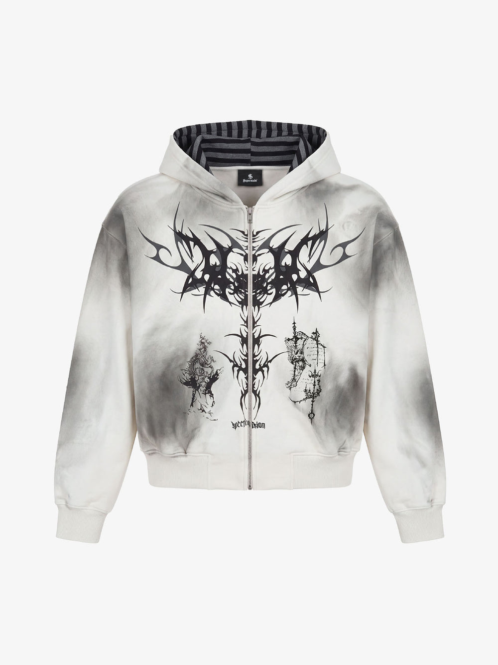 Thorn Portrait Graphic Distressed Gradient Hoodie