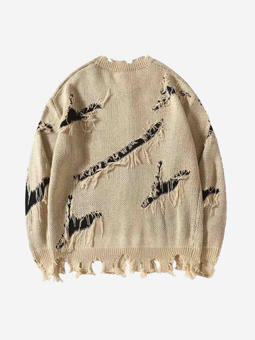Frayed Logo Knit Sweater