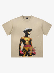 ブラックのオーバーサイズグラフィックTシャツ