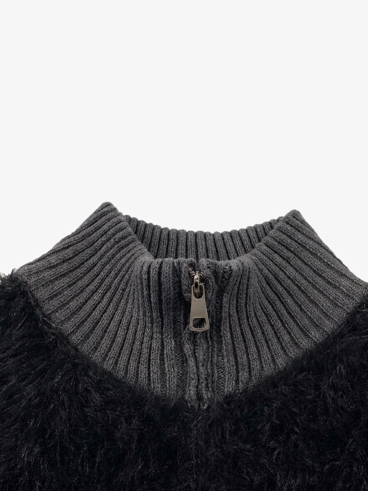 Fluffy Ribbed Zip Knit Vest