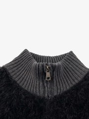 Fluffy Ribbed Zip Knit Vest