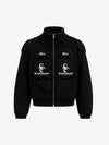 Scorpion Embroidered Padded Cropped Zip Sweater