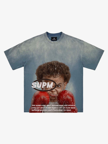 Pink Washed Boxing Graphic Tee