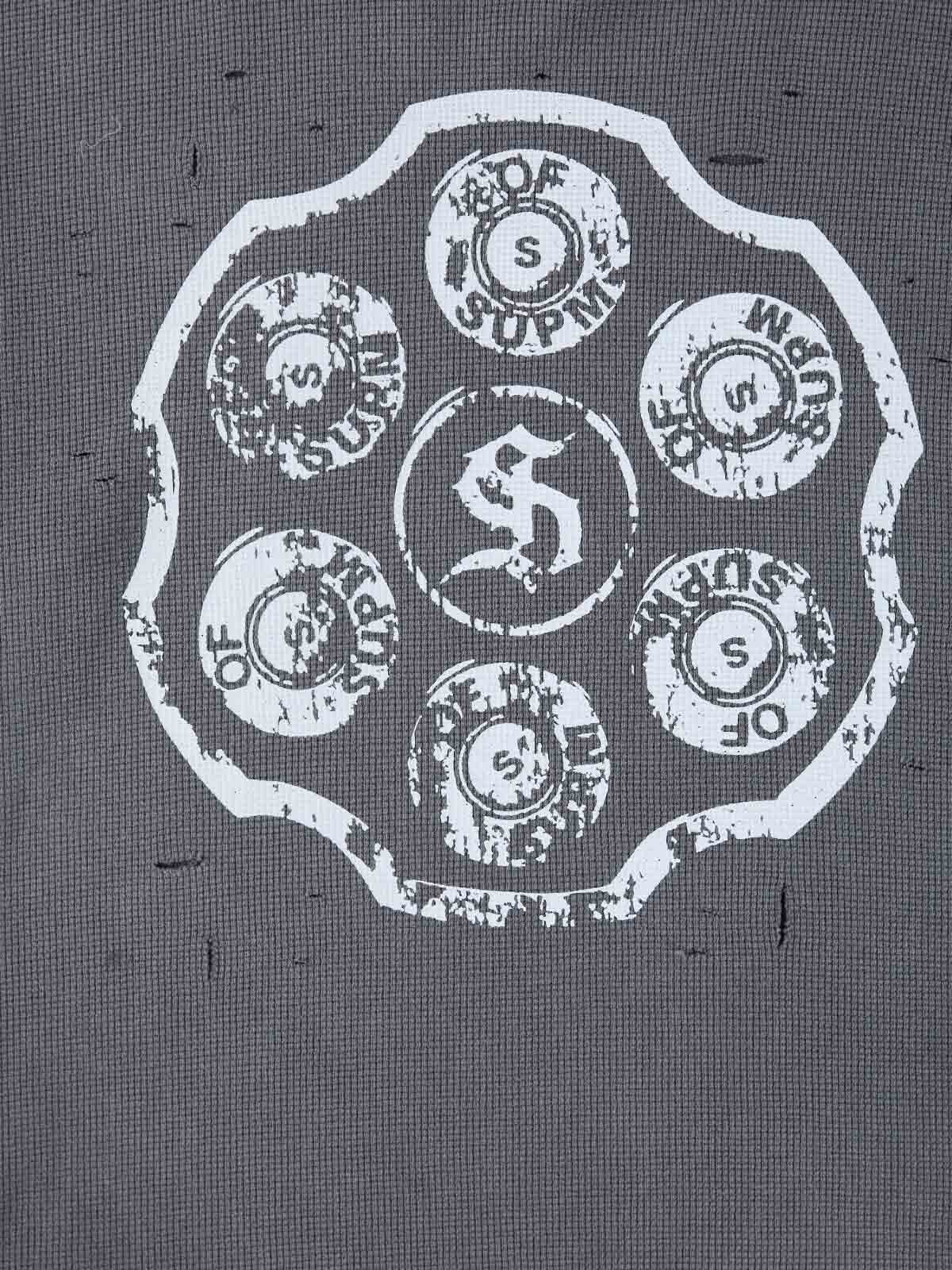 Supermade Waffle-Knit Distressed Button-Pattern Hoodie 