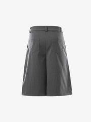Pinstripe Double-Breasted Pleated Shorts 