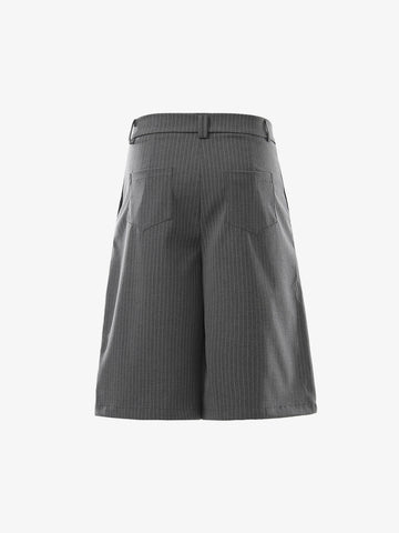 Pinstripe Double-Breasted Pleated Shorts 
