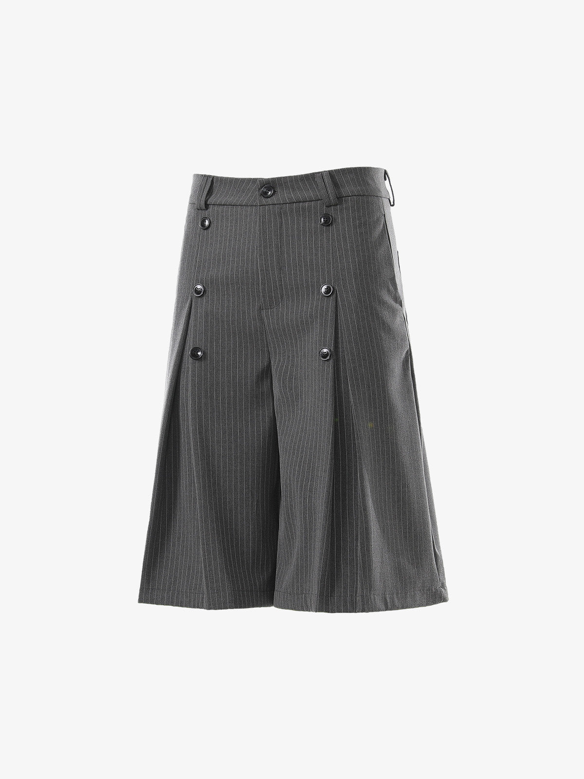 Pinstripe Double-Breasted Pleated Shorts 