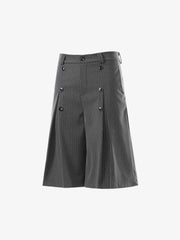Pinstripe Double-Breasted Pleated Shorts 