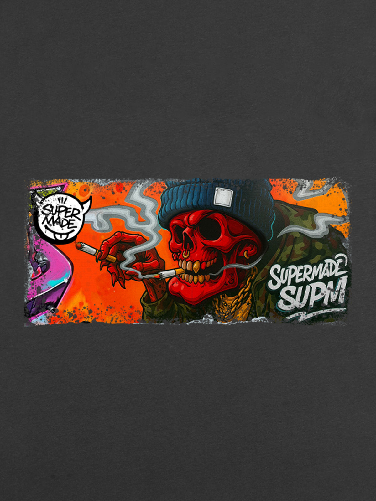 Thesupermade Distressed Blood Red Skull Graffiti T-shirt 