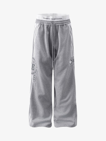 Retro Striped Double Waist Casual Pants 