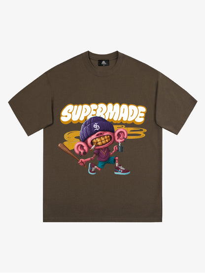 Thesupermade Cartoon Graffiti Baseball Cool Boy T-shirt 