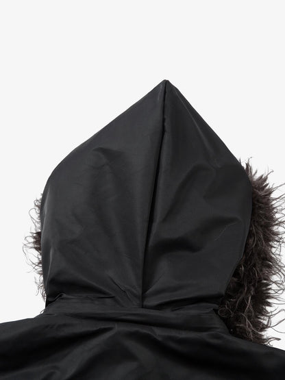 Detachable Faux Fur Collar Ruched Sleeve Bomber Jacket 