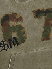 Camo 67 Appliqué Embroidered Washed Oversized Sweatshirt