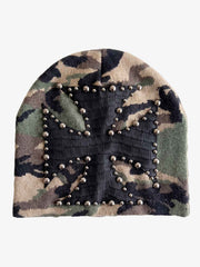 Camouflage Cross Studded Dome Knit Hat