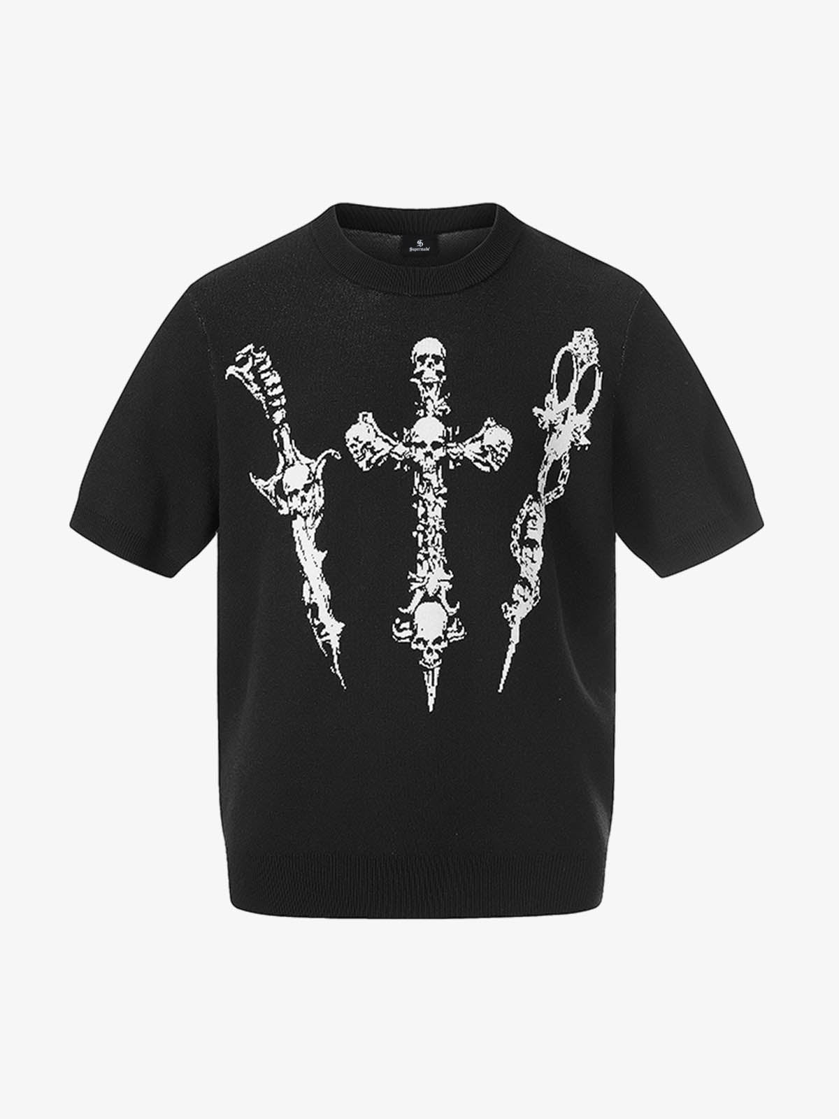 Gothic Cross Graphic Knit T Shirt