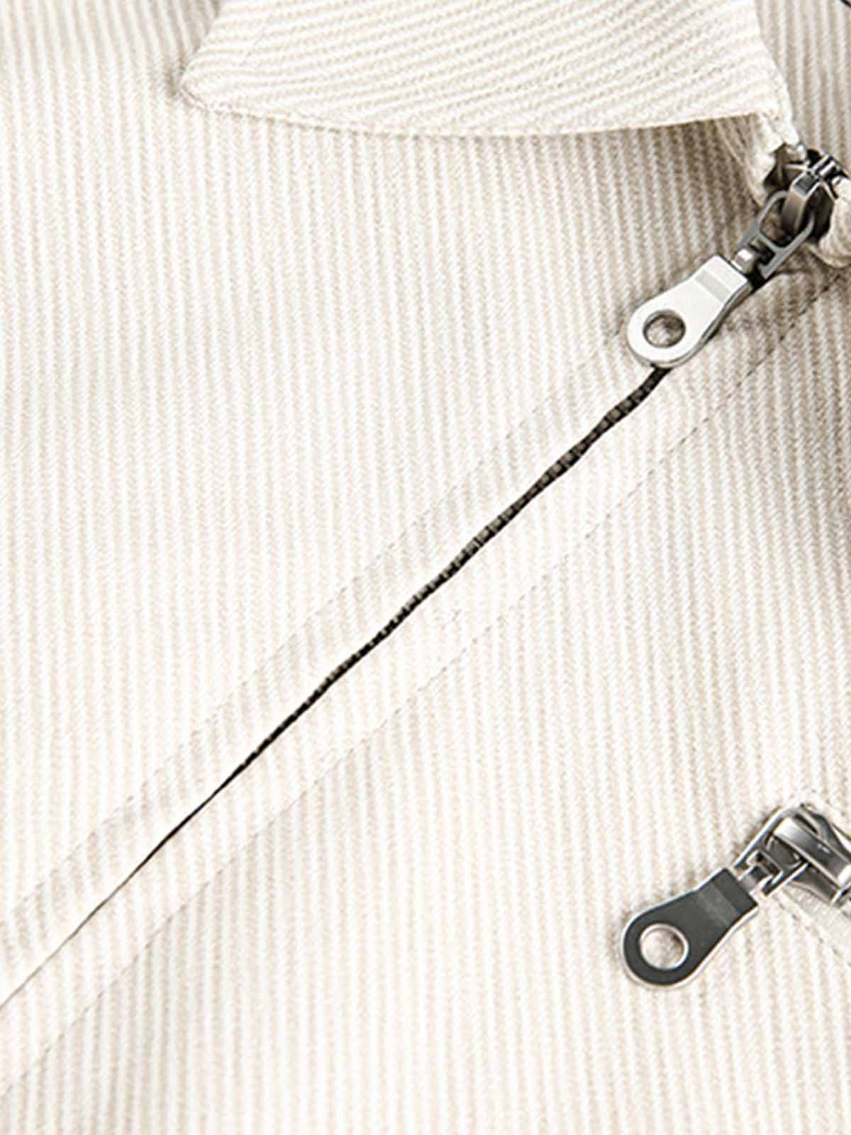 Pleated Back Sleeve Zip Up Jacket