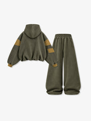 Letter Print Scorpion Terry Embroidered Hoodie & Sweatpants Set