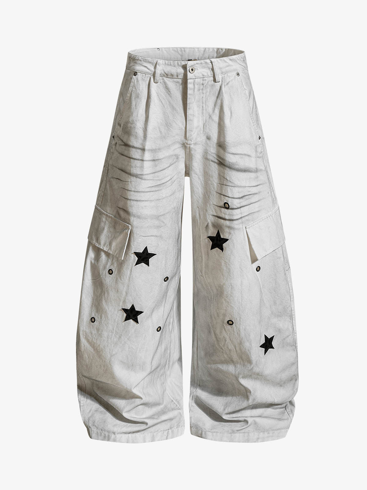 Vintage Star Detail Washed Cargo Jeans 