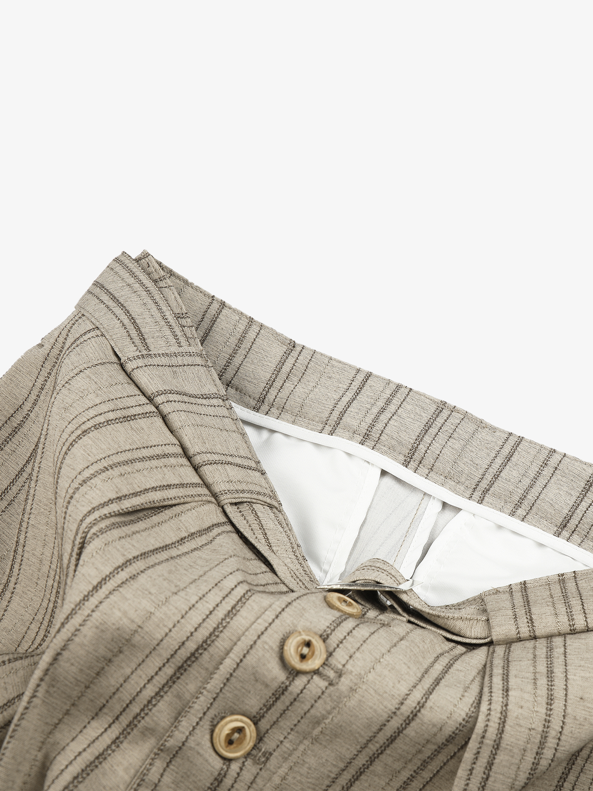 Belted Button-Fly Striped Wide-Leg Pants