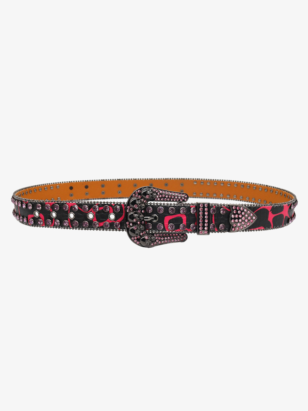 Street Hip Hop Rhinestone-Studded Skull Belt