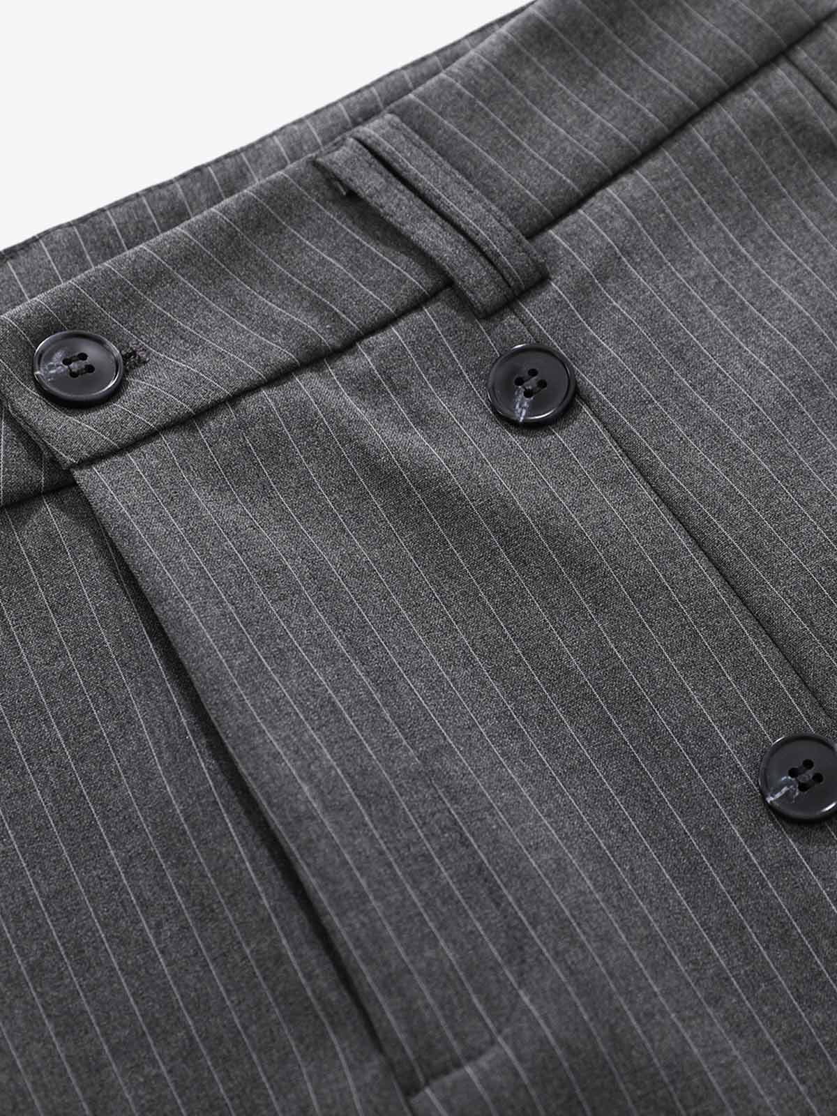 Pinstripe Double-Breasted Pleated Shorts 