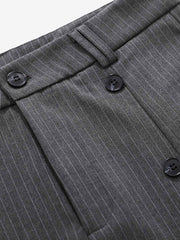 Pinstripe Double-Breasted Pleated Shorts 