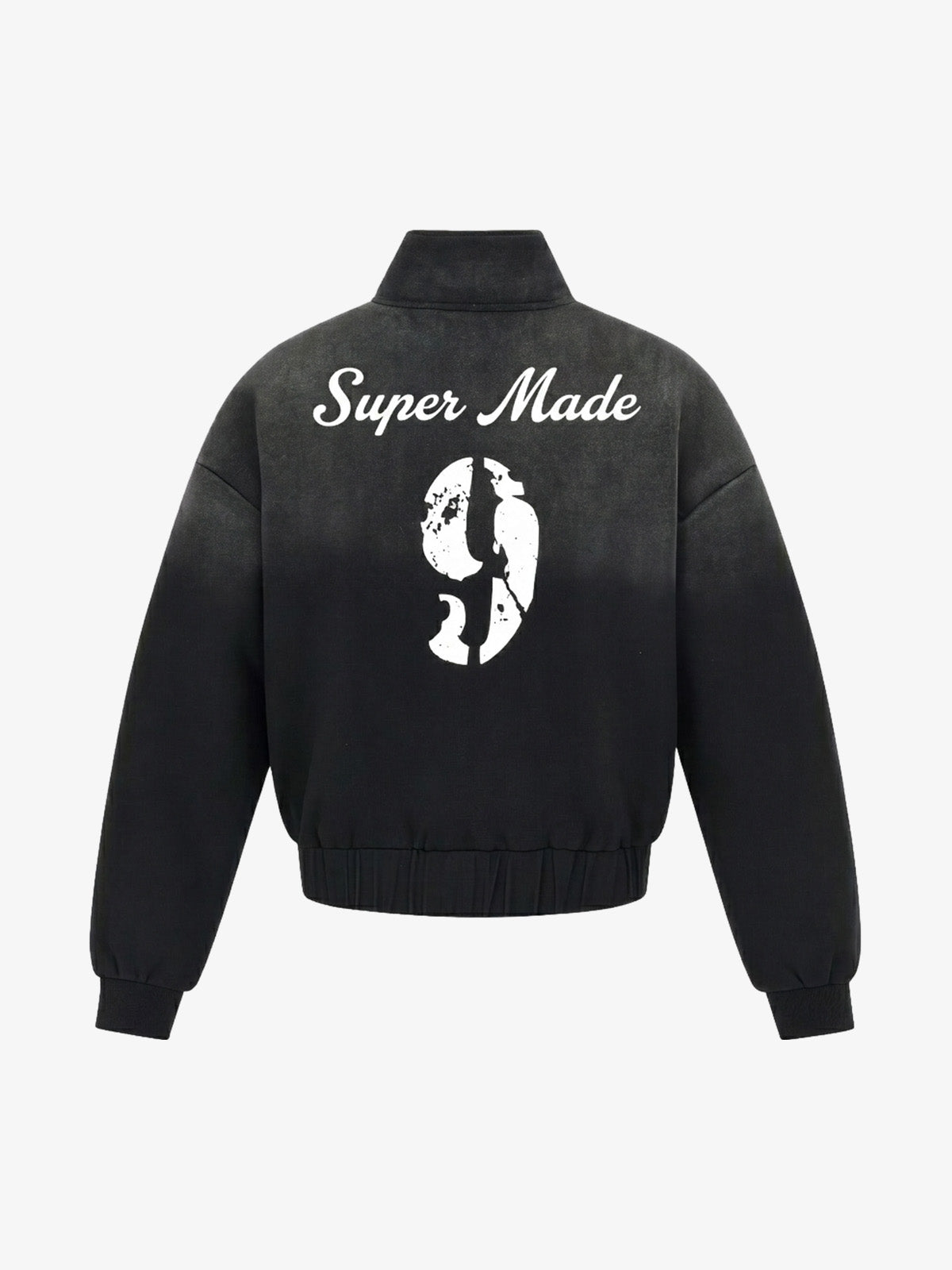 Retro Monkey Heavy-Duty Badge Print Gradient Distressed Streetwear Jacket