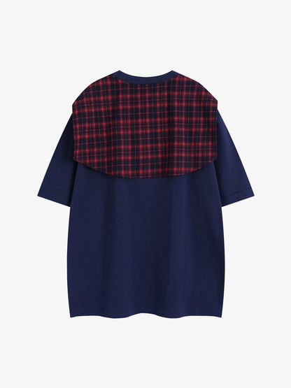 Street Style Retro Patchwork Plaid Tee