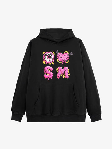 Street Dripping Letter Eyeball Graffiti Hoodie 
