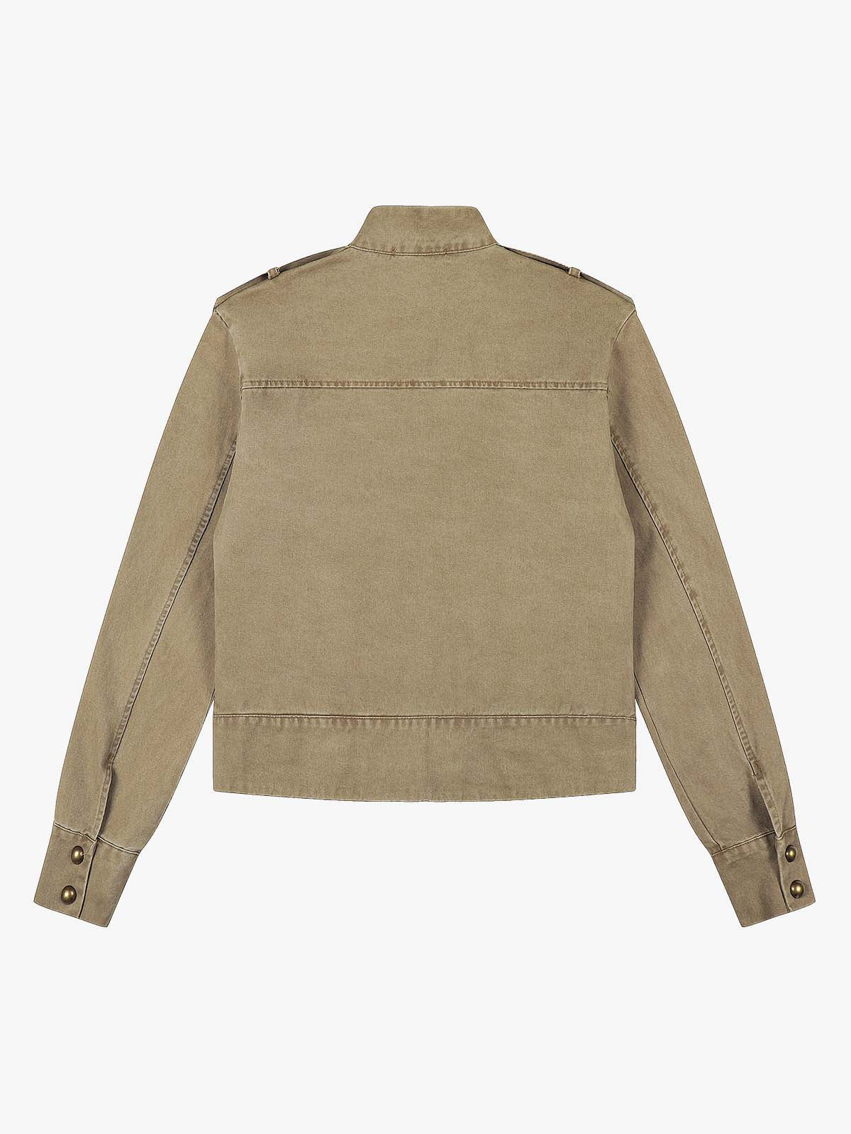 Military Buttoned Shoulder Epaulets Cropped Jacket