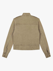 Military Buttoned Shoulder Epaulets Cropped Jacket