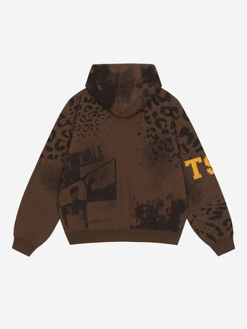 Leopard Logo Appliqué Distressed Hoodie