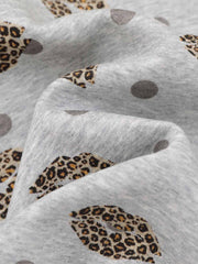 Lips Leopard Print Cropped Zip-Up Hoodie