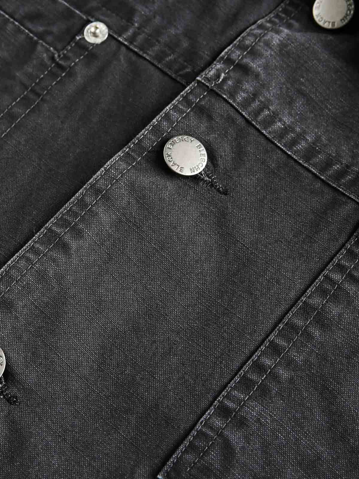 Clean Cut Leather Contrast Collar Pocket Jacket