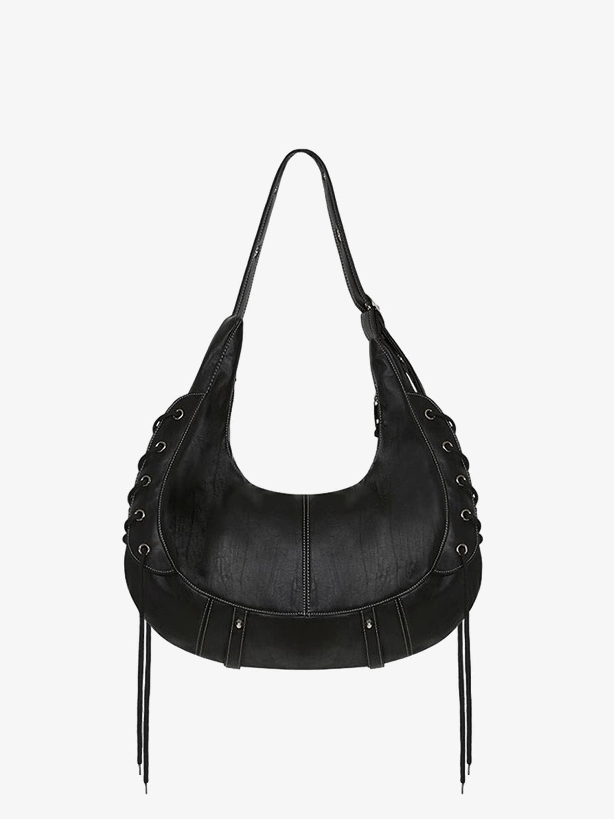 Lace-up Punk Motorcycle Metal Zipper Tote Bag 