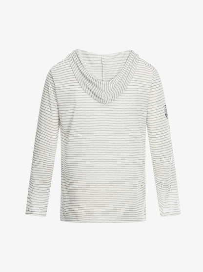 Graphic Print and V-Neck Striped Long Sleeve Hooded T-Shirt