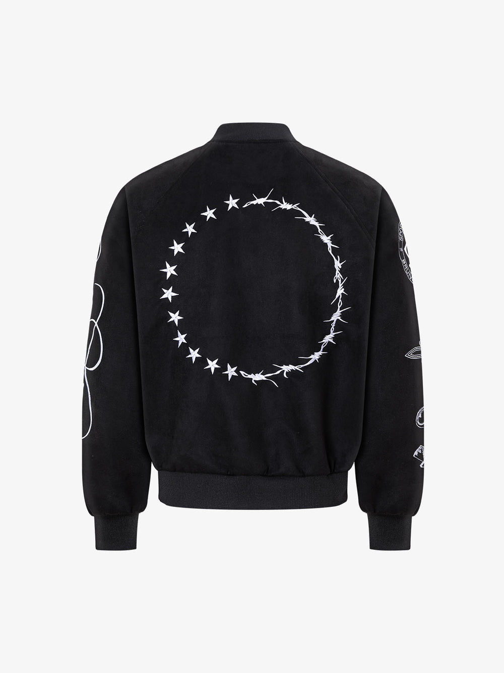 Color Block Embroidered Suede Jacket