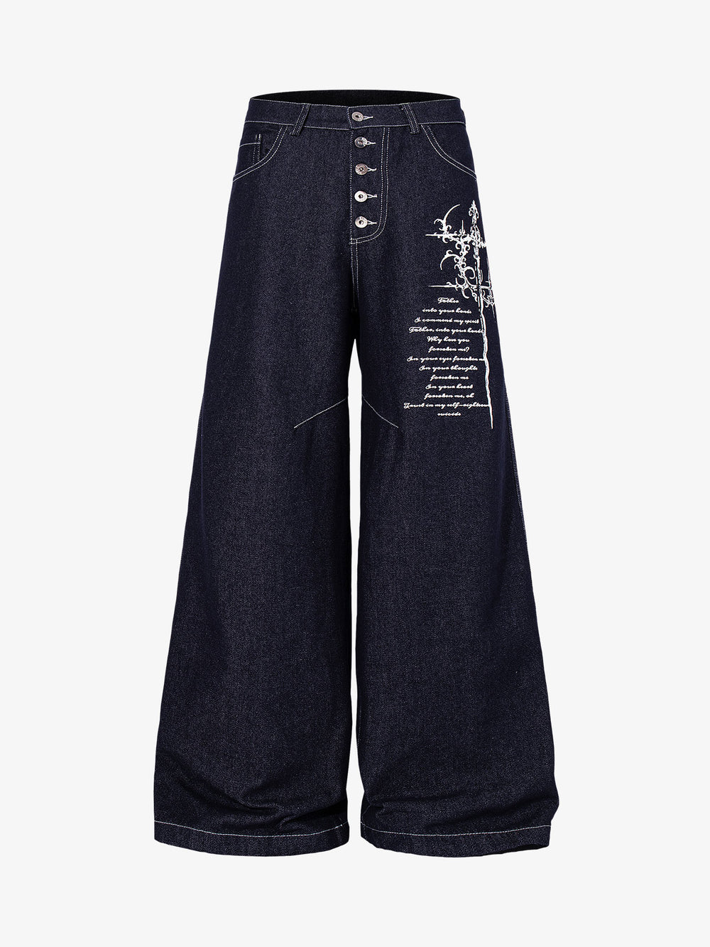 Dark Graphic Multi-Button Jeans