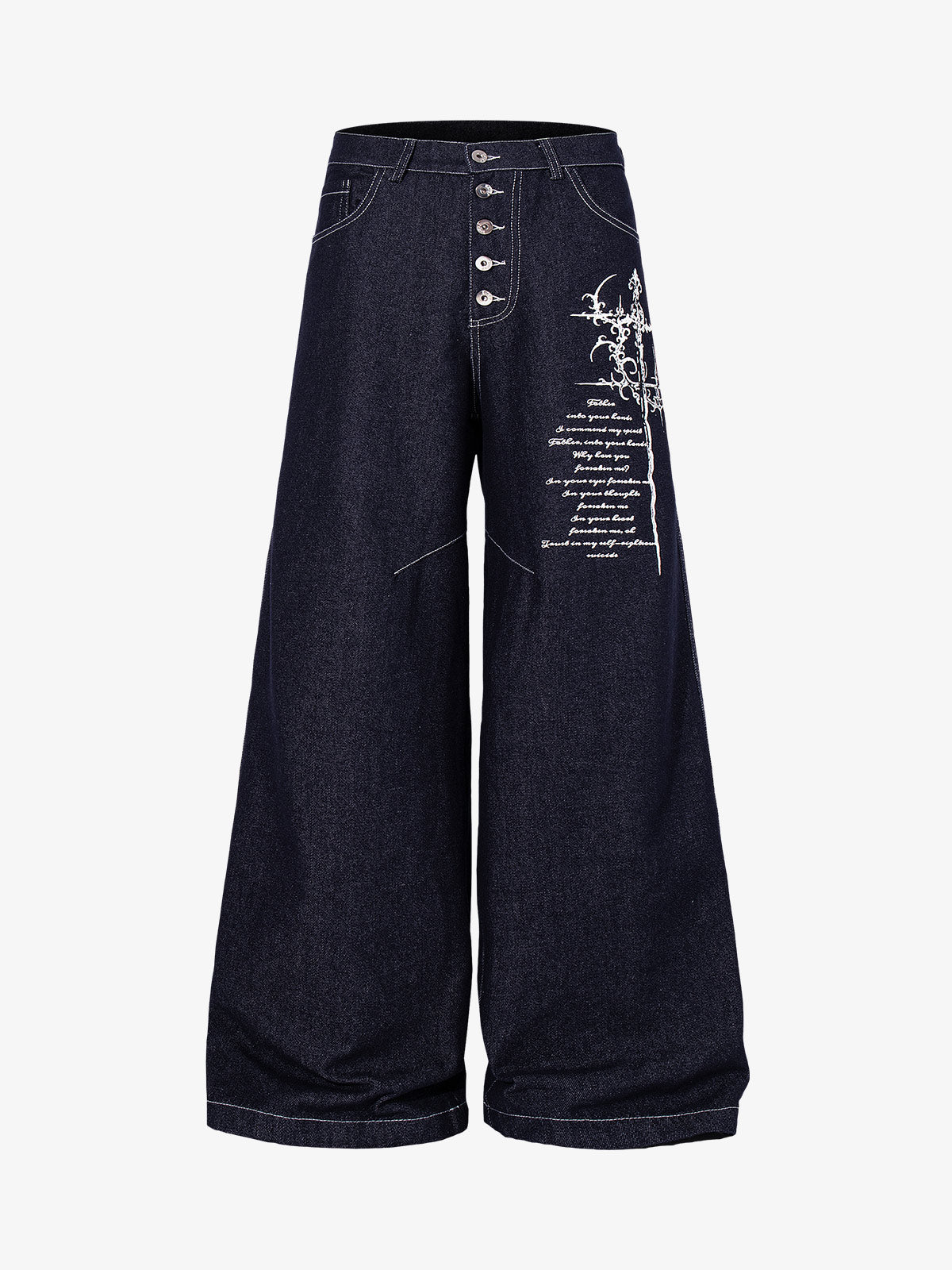 Dark Graphic Multi-Button Jeans