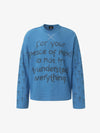 Langarmshirt mit Slogan und Waffelmuster