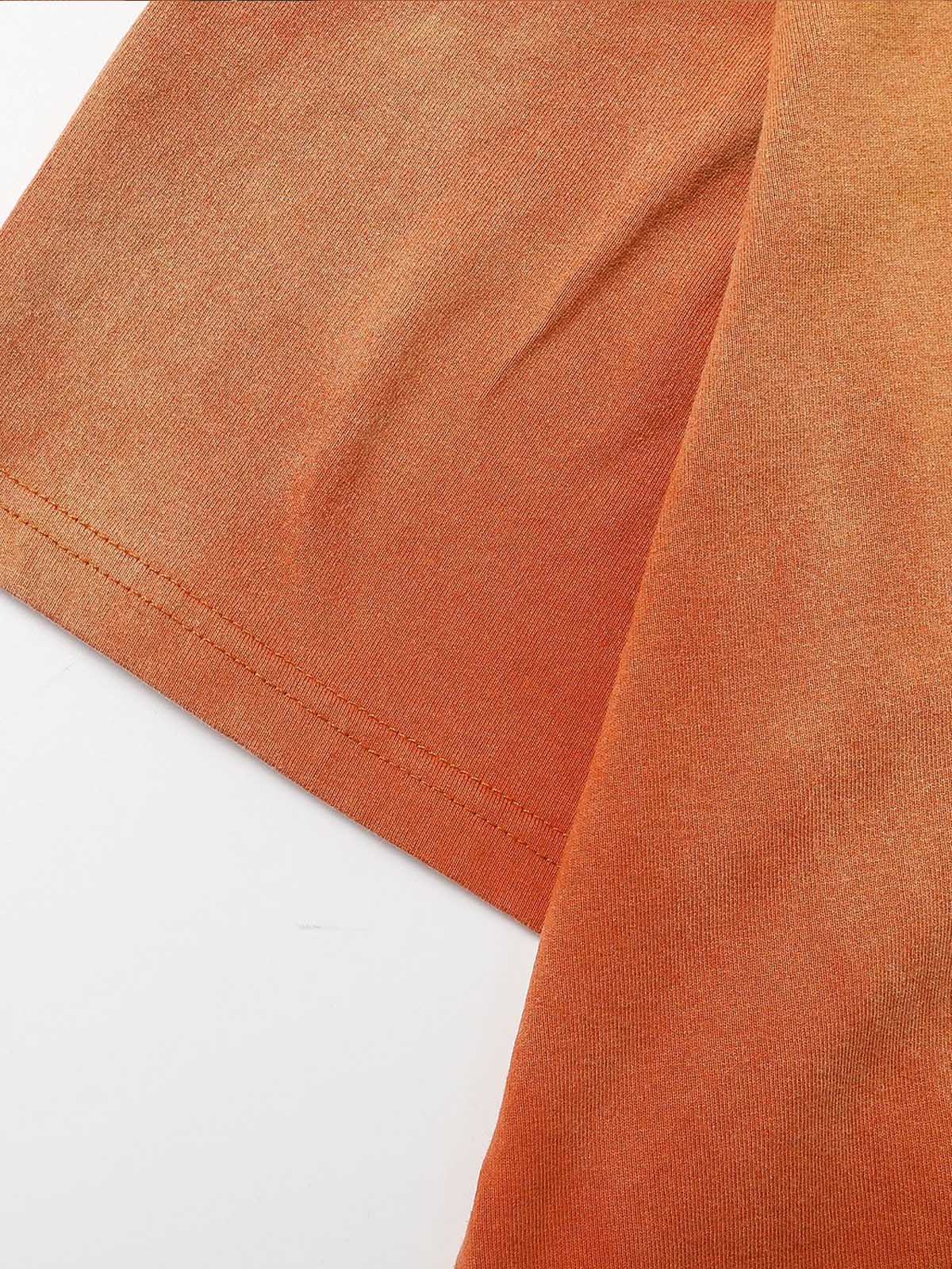 Cotton relaxed washed gradient orange short-sleeved T-shirt, adorned with Gothic logo print 