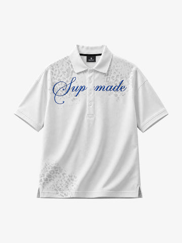 Cotton Polo Shirt with Script Logo and Leopard Print Detail